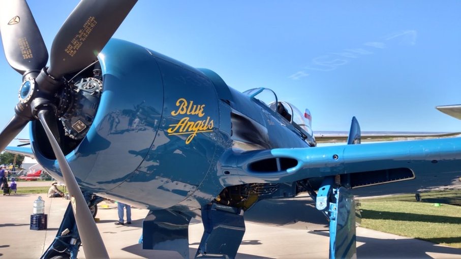 Grumman F8F Bearcat painted in Blue Angels livery